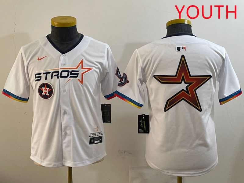 Youth Houston Astros Blank White Fourth generation Joint Name 2025 Nike MLB Jersey style 8